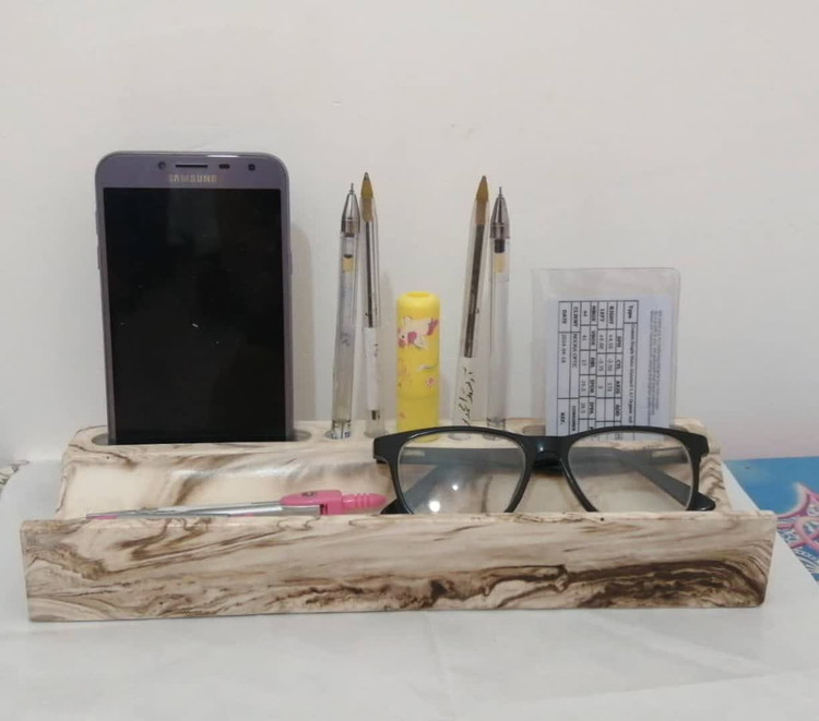 استند نظمدهنده رومیزی اداری جا مدادی جا عینکی رگهدار سنگ مصنوعی - ترمه ۳۴